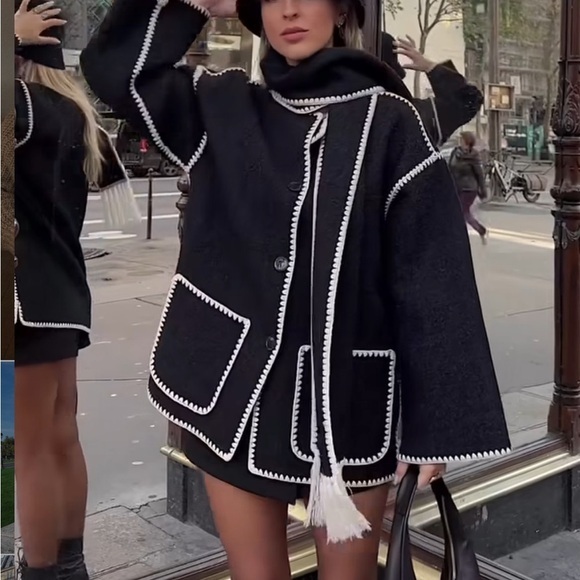 Jackets & Blazers - Coat trim Wool-blend With Tassel Scarf coat